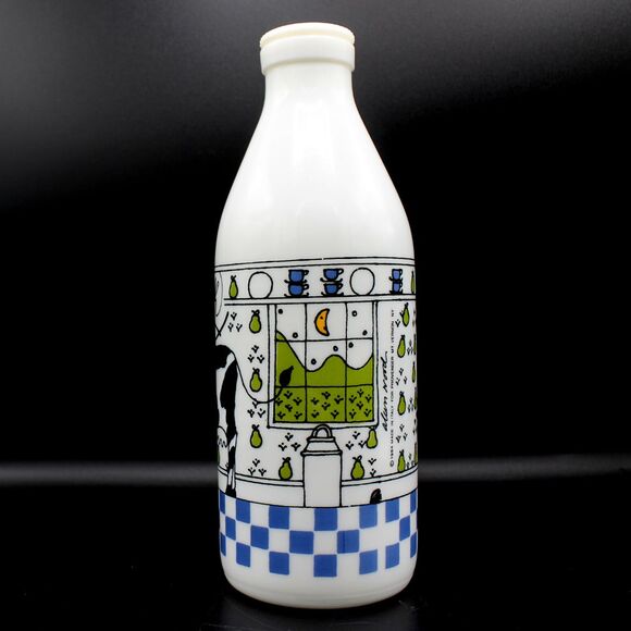 Vintage 1984 Glass Milk Bottle Jug by Alan Wood for Lillian Vernon Made in Italy - Picture 7 of 9